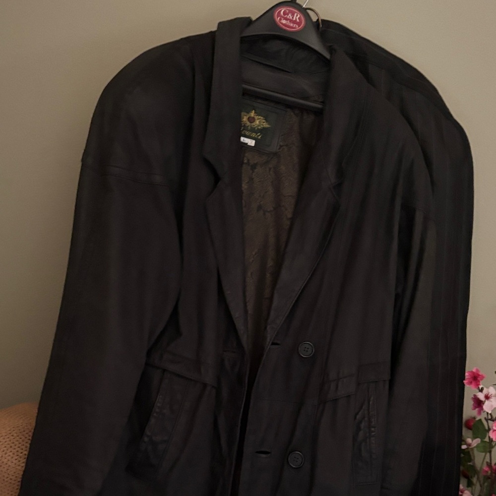 Avanti Black Trench Coat for Men leather
